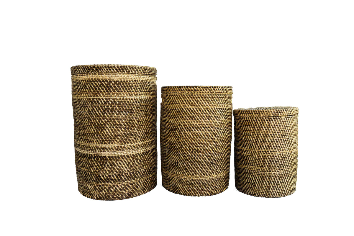 Rattan Wäschekorb Aga - Rattan mit Deckel braun